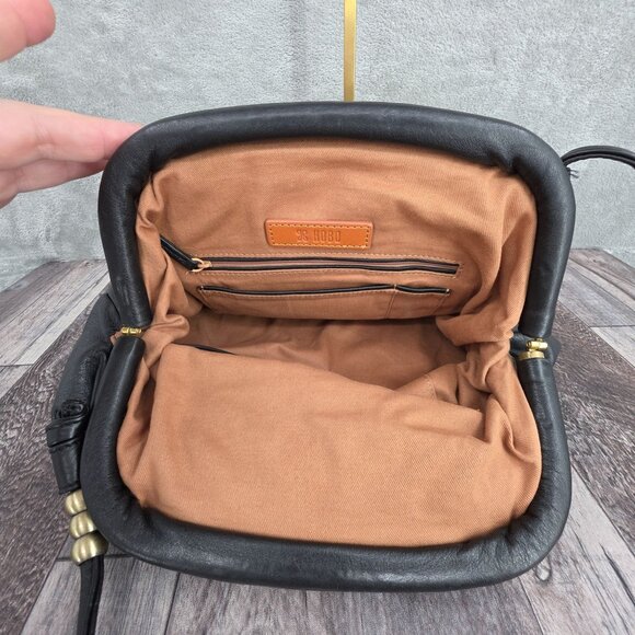 HOBO Adalyn Frame Shoulder Bag Black Leather Soft Hinge Close Boho Single Strap - Picture 3 of 15
